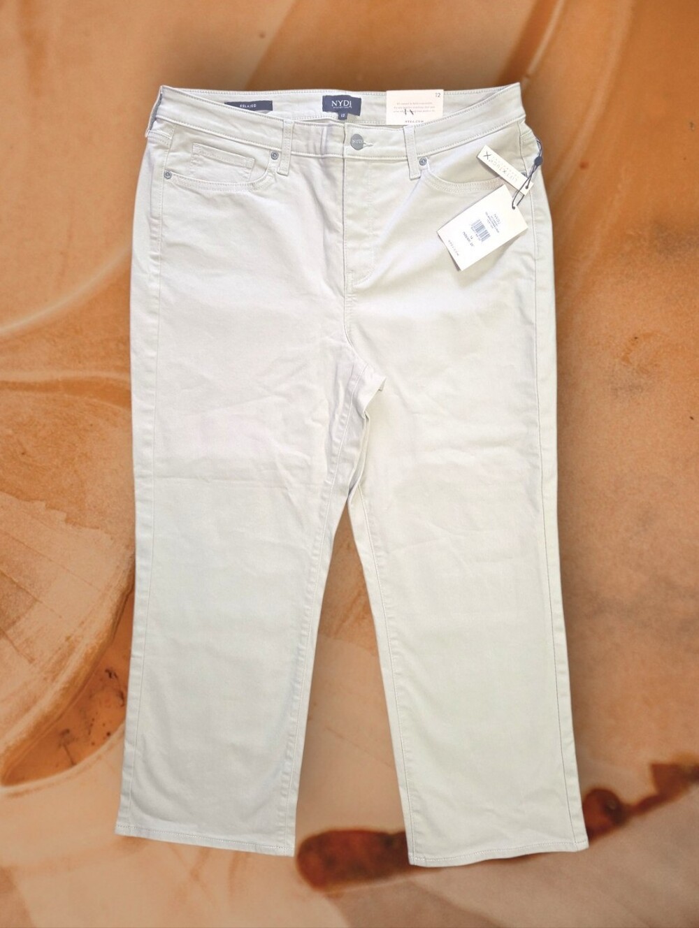 NYDJ Piper Relaxed Women's Cropped Straight-Leg Jeans in Feather Size 12 Beige - Picture 3 of 10
